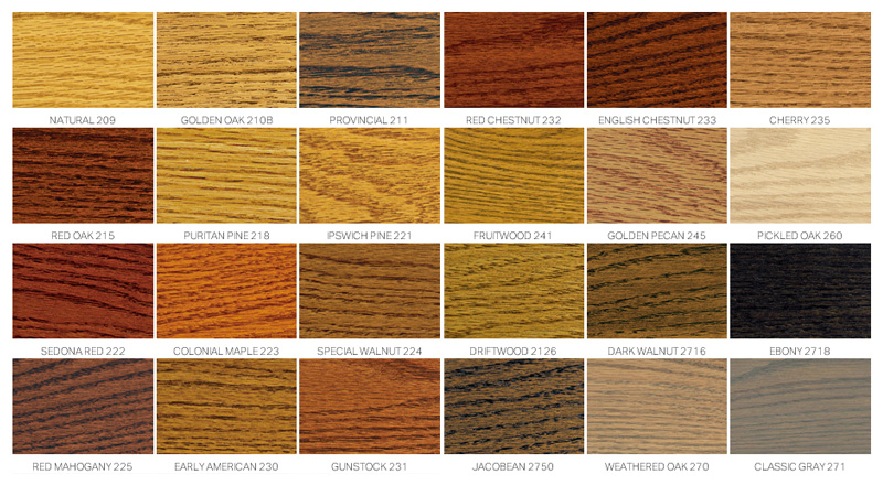 Oil Based Wood Stain Color Chart