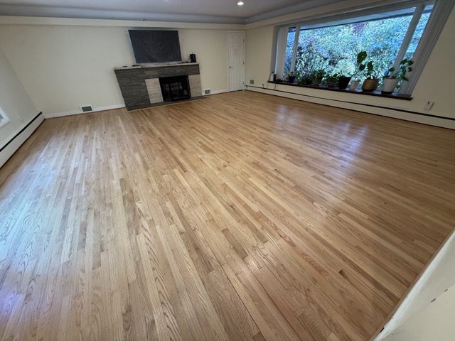 Hardwood floor sanding and refinishing completed for a residential home in Baltimore, MD.